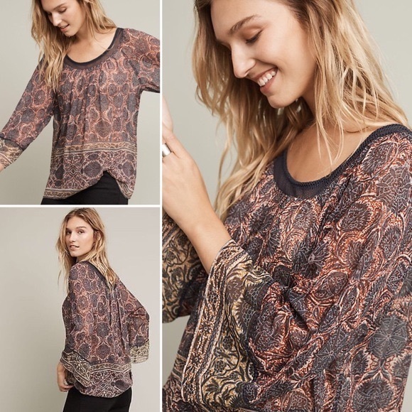 Anthropologie Dahlia Bell-Sleeve Blouse - Picture 5 of 5